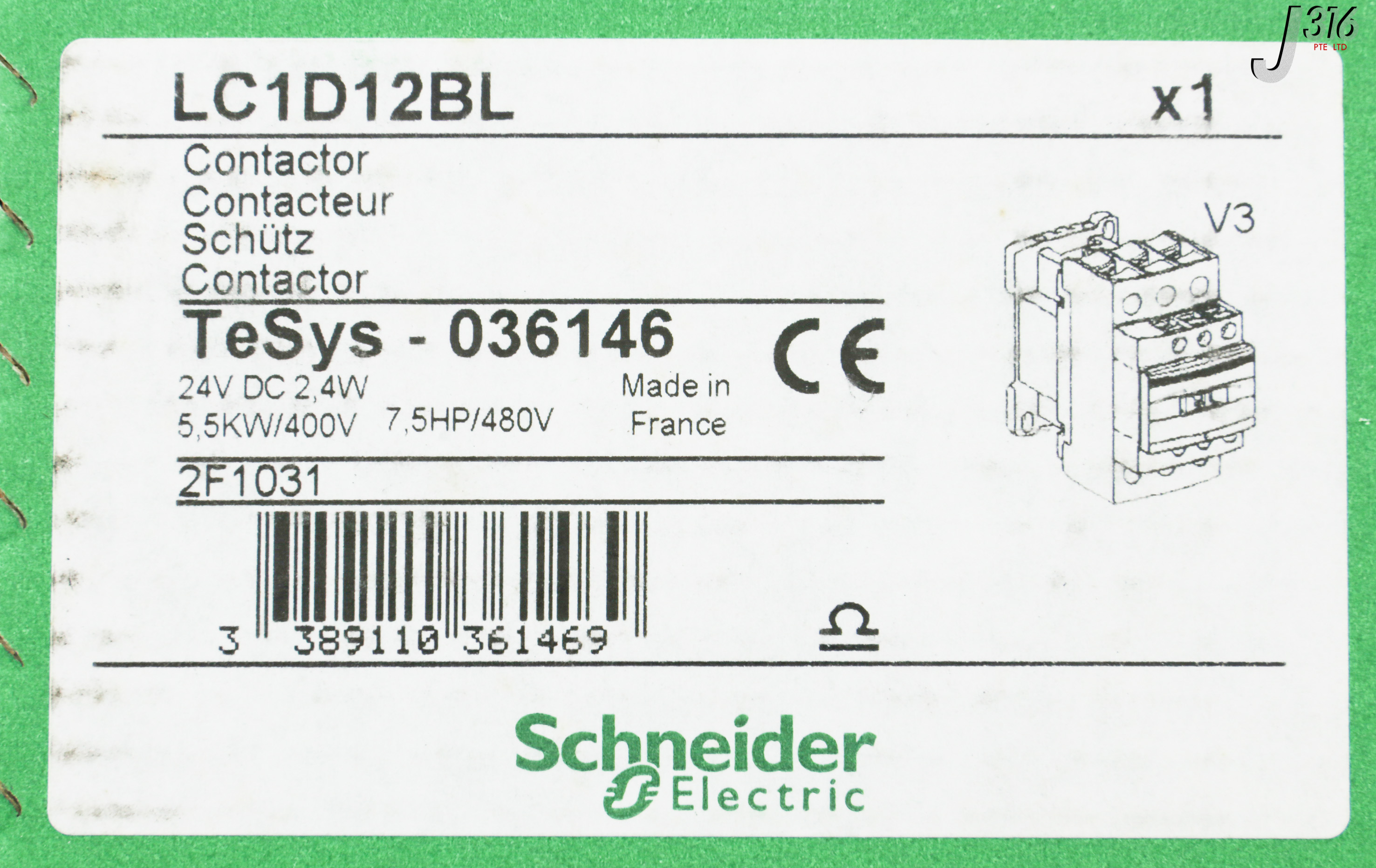(‎^_^). 31777 SCHNEIDER ELECTRIC CONTACTOR, TESYS - 036146 (NEW) LC1D12BL